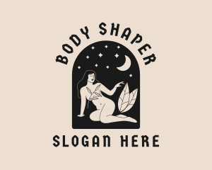 Moon Stars Naked Woman logo design