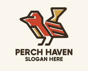 Geometric Red Bird  logo design