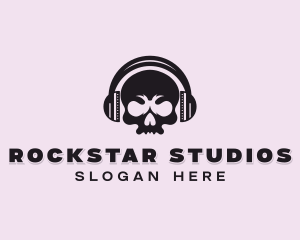 Skull Headphone Rockstar logo design