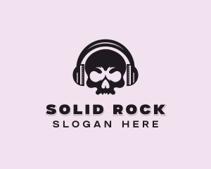 Skull Headphone Rockstar logo design