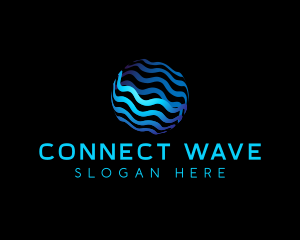 Wave Globe Sphere logo design