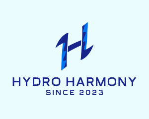 Letter H Water Wave logo