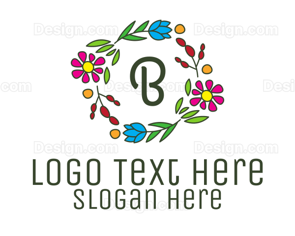 Colorful Flower Wreath Lettermark Logo