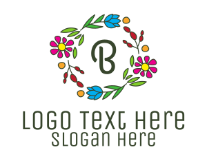 Colorful Flower Wreath Lettermark logo