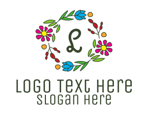 Colorful Flower Wreath Lettermark Logo