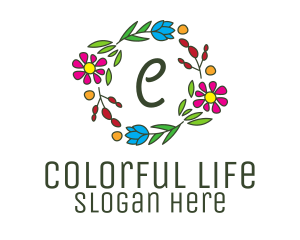 Colorful Flower Wreath Lettermark logo design