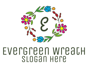 Colorful Flower Wreath Lettermark logo design