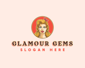 Pinup Woman Beauty logo design