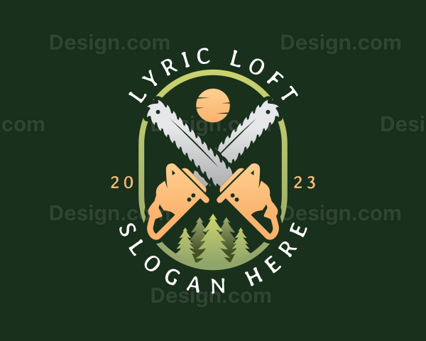 Forest Logging Chainsaw Logo