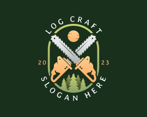 Forest Logging Chainsaw logo design