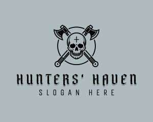 Skull Axe Hunter logo design