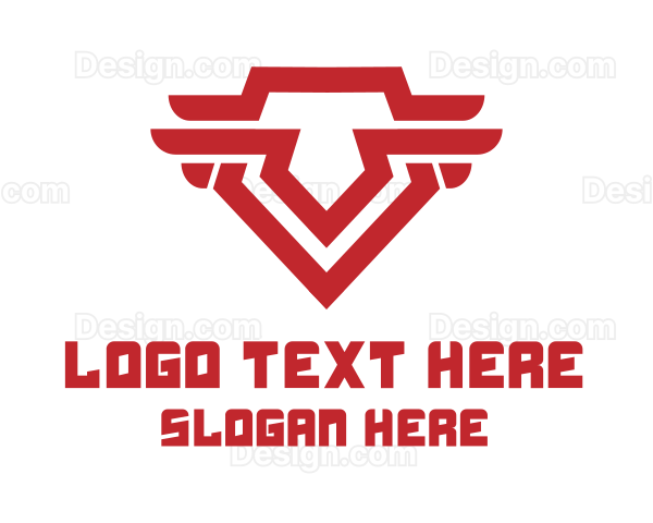 Red Tribal Pentagon Symbol Logo