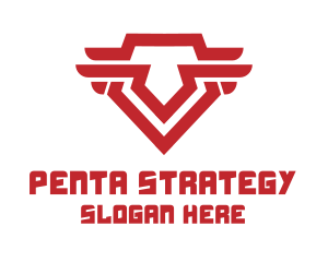 Red Tribal Pentagon Symbol logo design