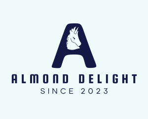 Blue Unicorn Letter A logo design