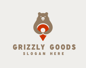 Wild Bear Location Pin logo design