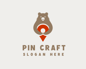 Wild Bear Location Pin logo design