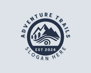 Hiker Trekking Mountain logo design