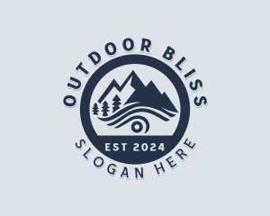 Hiker Trekking Mountain logo design