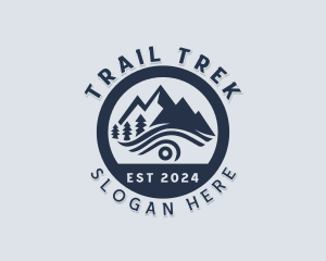 Hiker Trekking Mountain logo