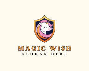 Magical Unicorn Shield logo design