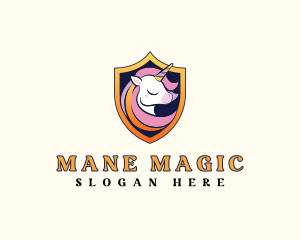 Magical Unicorn Shield logo design