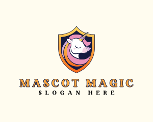 Magical Unicorn Shield logo design