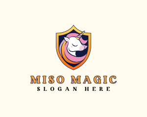 Magical Unicorn Shield logo design