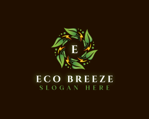 Eco Leaf Lightning logo design