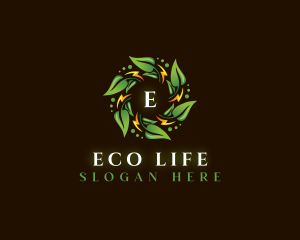 Eco Leaf Lightning logo design