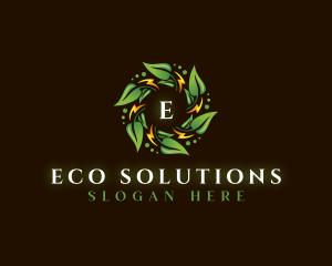 Eco Leaf Lightning logo design