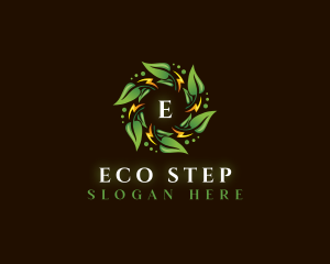 Eco Leaf Lightning logo design