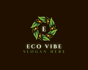 Eco Leaf Lightning logo design