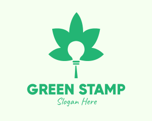 Green Cannabis Bulb logo design