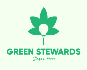 Green Cannabis Bulb logo design