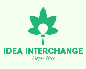 Green Cannabis Bulb logo design