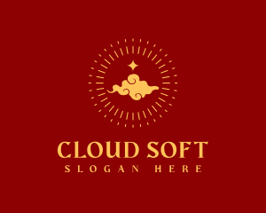 Golden Chinese Cloud logo design