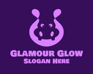 Adorable Purple Hippopotamus Logo