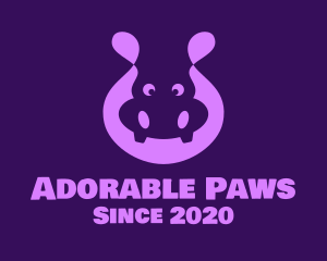 Adorable Purple Hippopotamus logo design