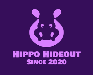 Adorable Purple Hippopotamus logo design