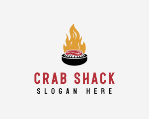 Smoked Grill Steak Fire BBQ logo design