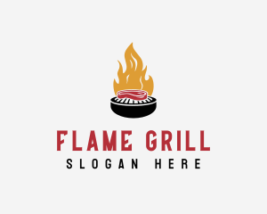 Smoked Grill Steak Fire BBQ logo design