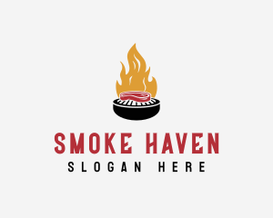 Smoked Grill Steak Fire BBQ logo design