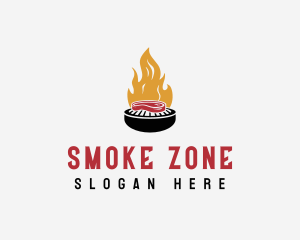 Smoked Grill Steak Fire BBQ logo design