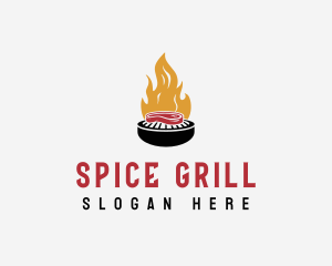 Smoked Grill Steak Fire BBQ logo design