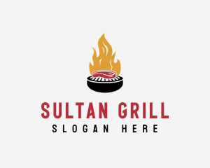 Smoked Grill Steak Fire BBQ logo design