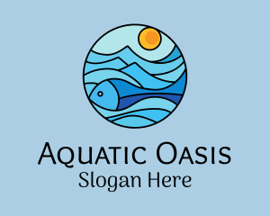 Sun Ocean Fish logo design