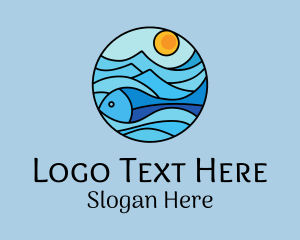Current - Sun Ocean Fish logo design