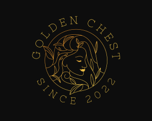 Golden Woman Leaf logo design