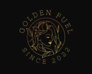 Golden Woman Leaf logo design