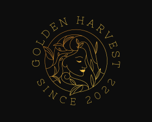 Golden Woman Leaf logo design